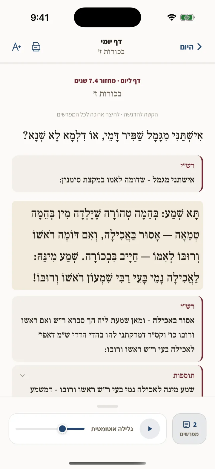 Reader: Bekhorot 7 with Rashi and Tosafot inline